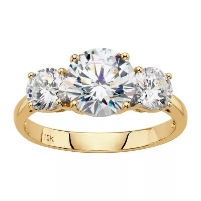 DiamonArt® Womens 3 CT. T.W. White Cubic Zirconia 10K Gold Round Engagement Ring