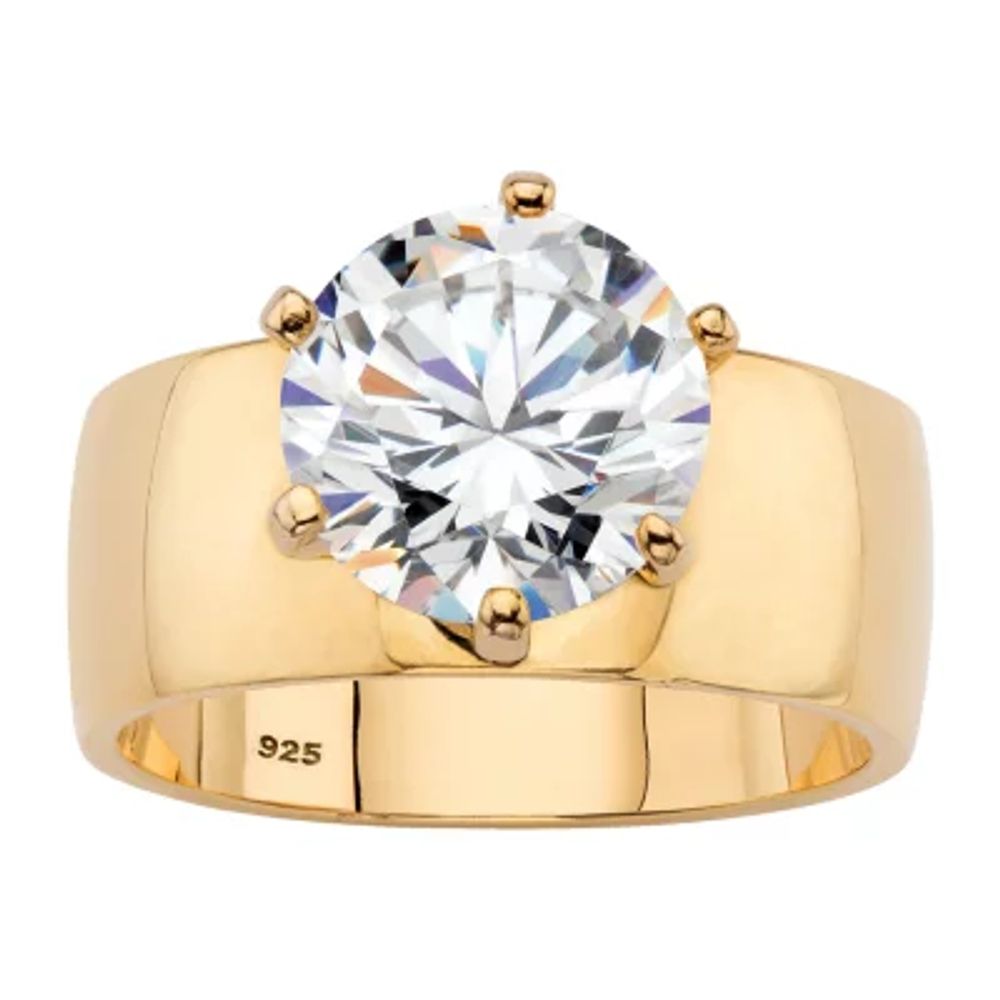 DiamonArt® Womens 4 CT. T.W. White Cubic Zirconia 14K Gold Over Silver Round Engagement Ring