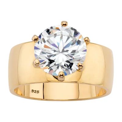 DiamonArt® Womens 4 CT. T.W. White Cubic Zirconia 14K Gold Over Silver Round Engagement Ring