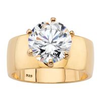 DiamonArt® Womens 4 CT. T.W. White Cubic Zirconia 14K Gold Over Silver Round Engagement Ring