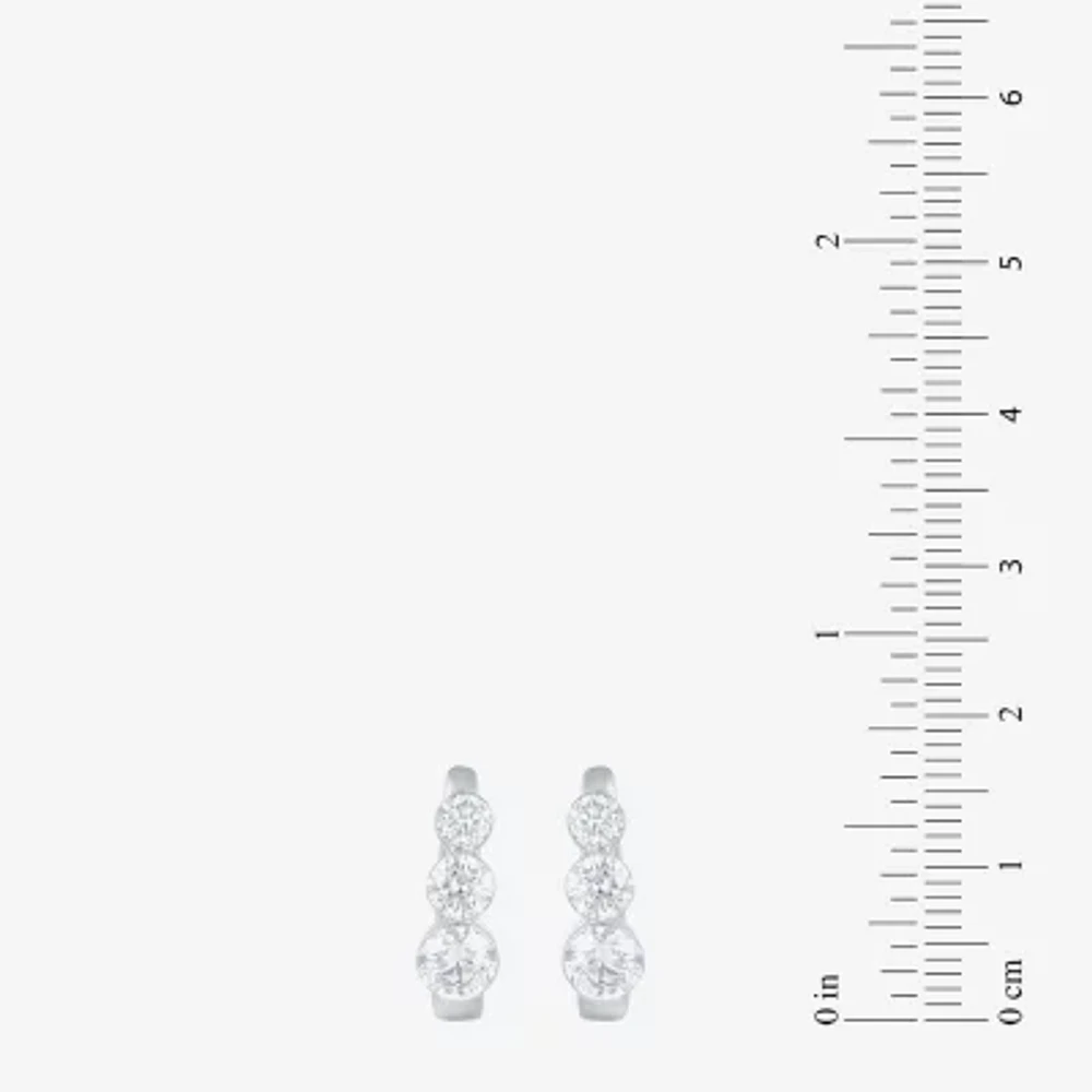 Floating Diamonds (F / Vs2) Womens 2 CT. T.W. Lab Grown White Diamond 14K White Gold 16.1mm Hoop Earrings