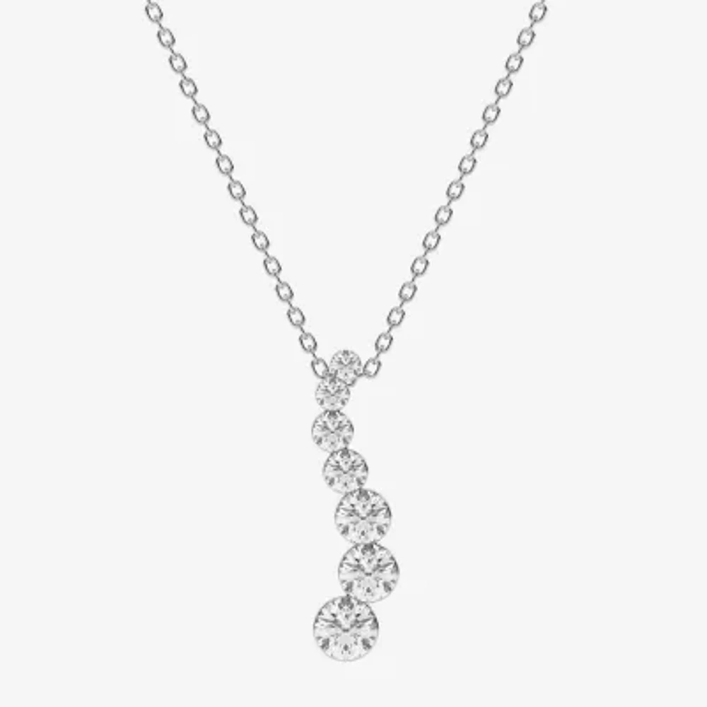 Floating Diamonds (F / Vs2) Womens 1 CT. T.W. Lab Grown White Diamond 14K White Gold 18 Inch Pendant Necklace