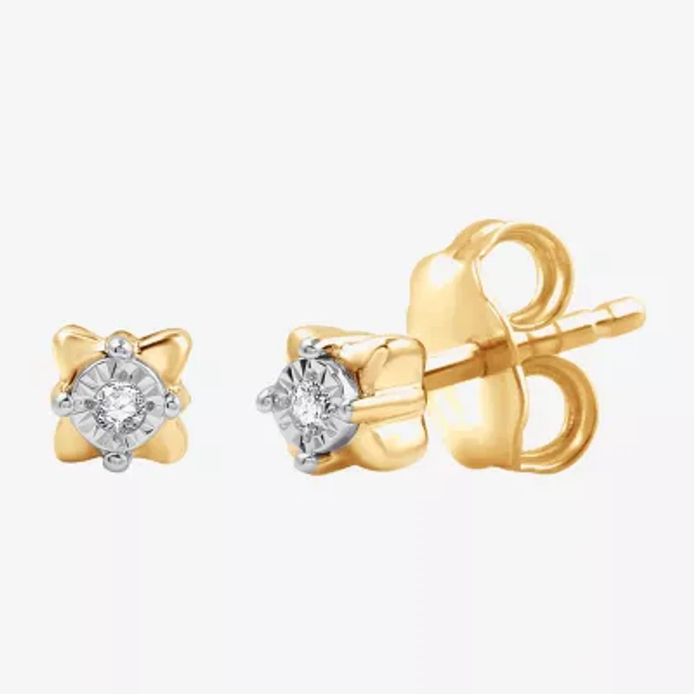 Yes, Please! Womens 1/10 CT. T.W. Natural White Diamond 14K Gold Over Silver 2 Pair Earring Set