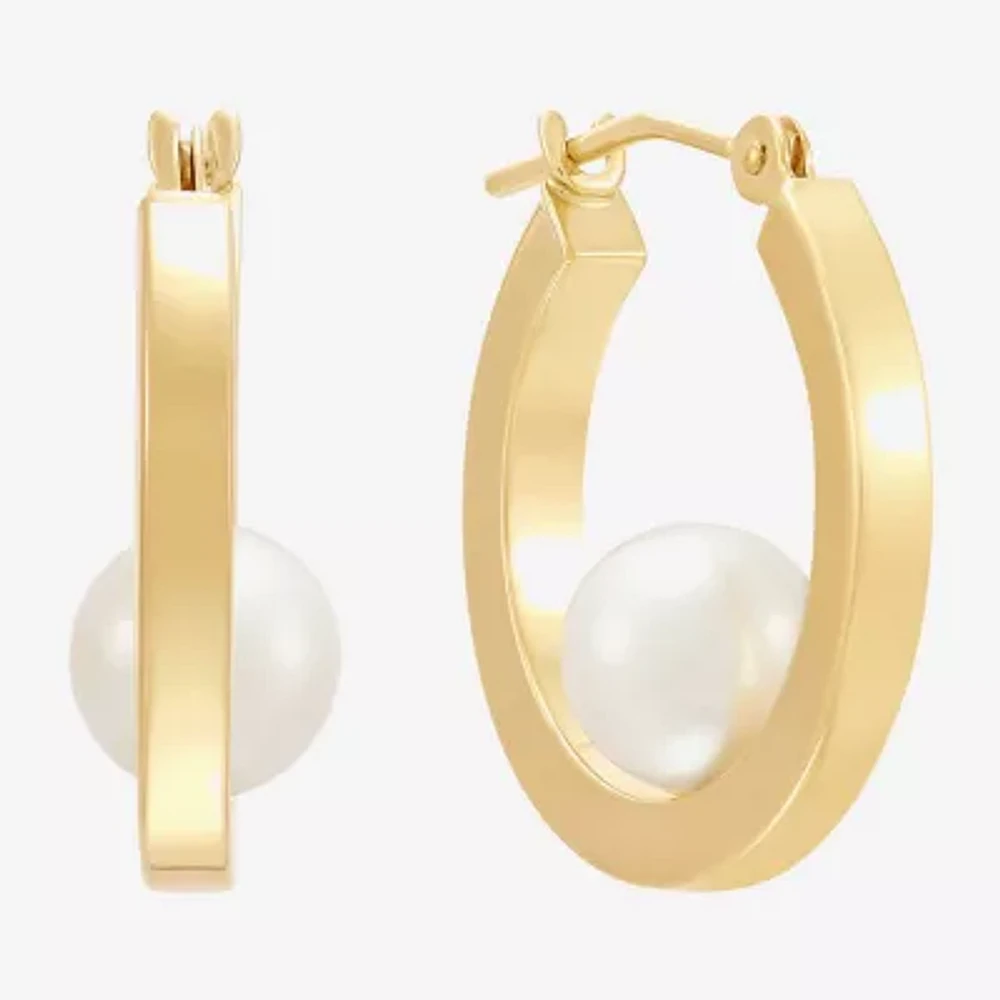 Womens Dyed White 10K Gold 17mm Hoop Earrings