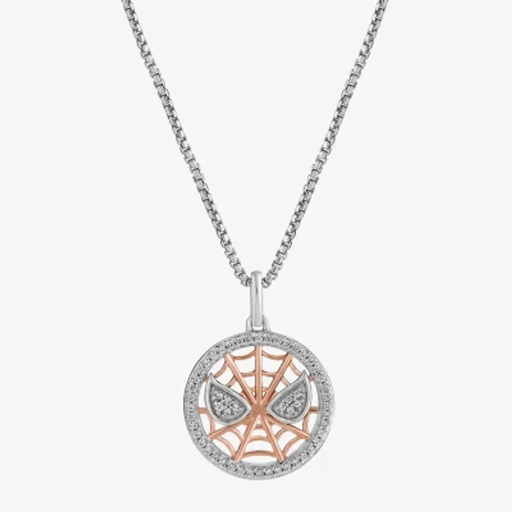 Marvel Fine Jewelry Womens 1/5 CT. Natural White Diamond 14K Rose Gold Over Silver Sterling Silver 18 Inch Pendant Necklace