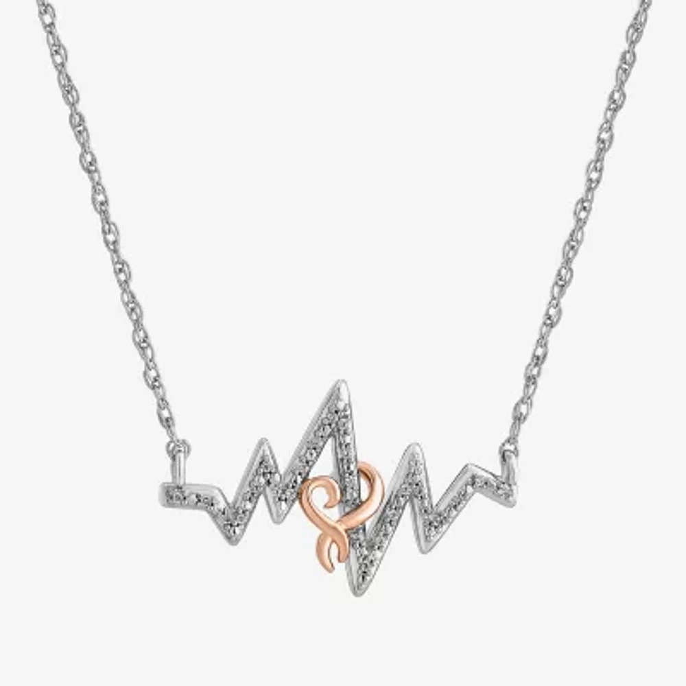 Hallmark Diamonds Heartbeat Womens Diamond Accent Natural White Diamond 14K Rose Gold Over Silver Heart 18 Inch Pendant Necklace