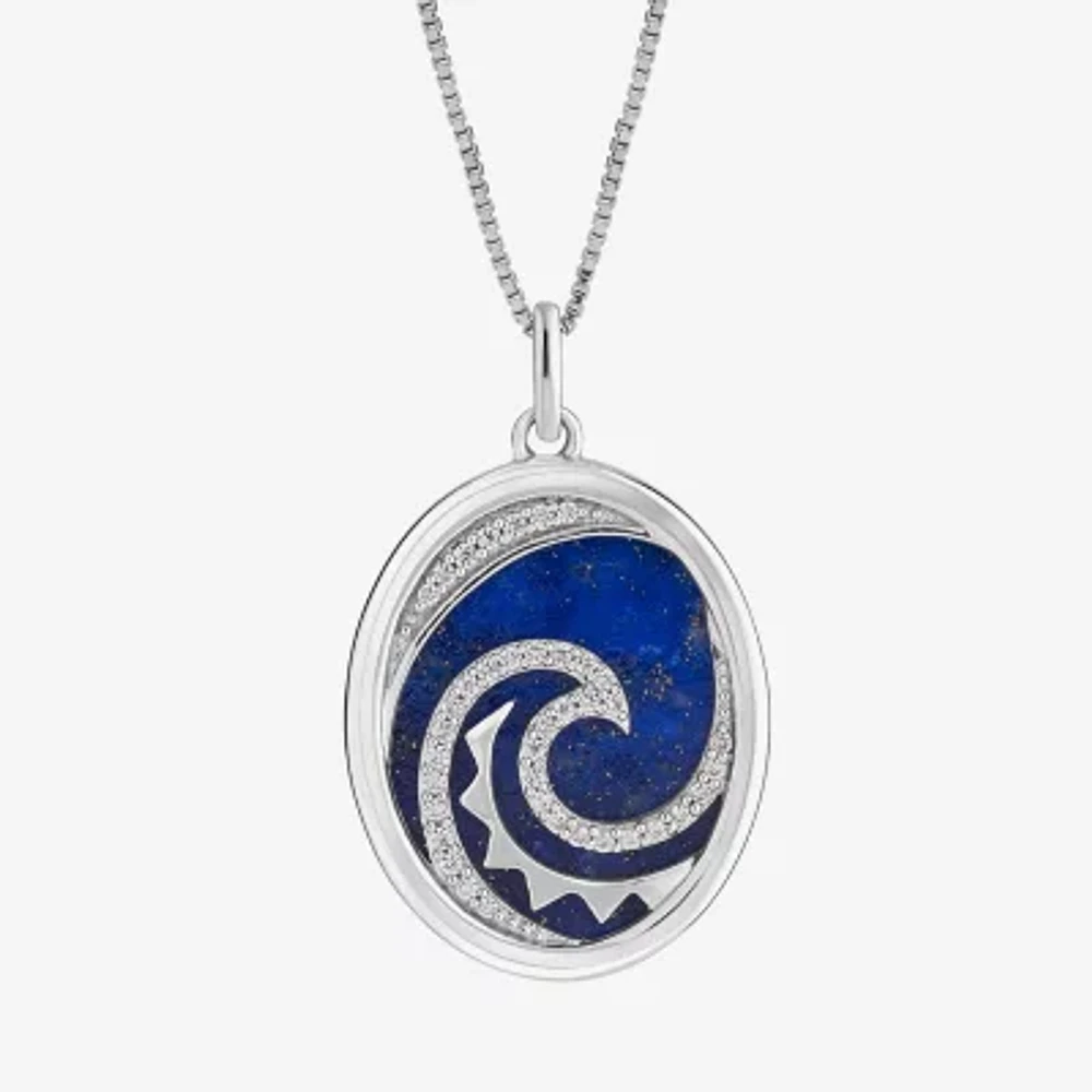 Enchanted Disney Fine Jewelry Womens 1/6 CT. T.W. Genuine Blue Lapis Sterling Silver 18 Inch Pendant Necklace