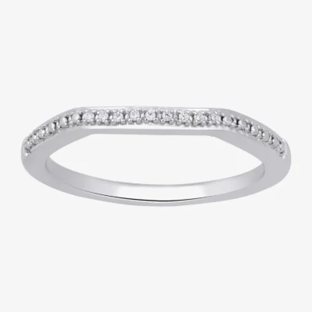 Surrounded by Love Womens Diamond Accent Natural White Sterling Silver Wedding Band