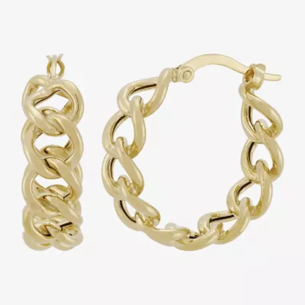 Made in Italy Womens 14K Gold 24mm Round Hoop Earrings