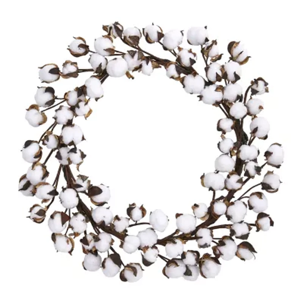 Nearly Natural Cotton Ball Wreath