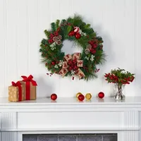 Nearly Natural 24in. Pine Cones And Ornaments Wreath