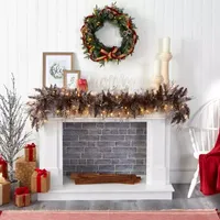 Nearly Natural 6ft. 50 White Warm Led Lights And Pine Cones Pre-Lit Christmas Indoor Garland