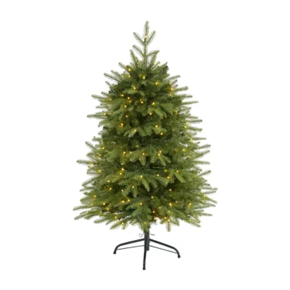 Nearly Natural 4 Foot Natural Look Fir With 814 Bendable Branches And 250 Clear Led Lights Pre-Lit Christmas Tree