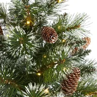 Nearly Natural 2 Foot Frosted Pine With Pinecones And Burlap Base Pre-Lit Christmas Tree