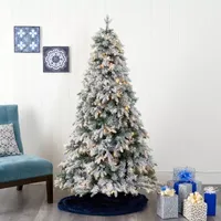 Nearly Natural 5 Foot Flocked Vermont Mixed Pine With 150 Clear Led Lights Pre-Lit Christmas Tree