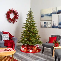 Nearly Natural 7 Foot North Carolina Spruce With 931 Bendable Branches And 450 Clear Lights Pre-Lit Christmas Tree