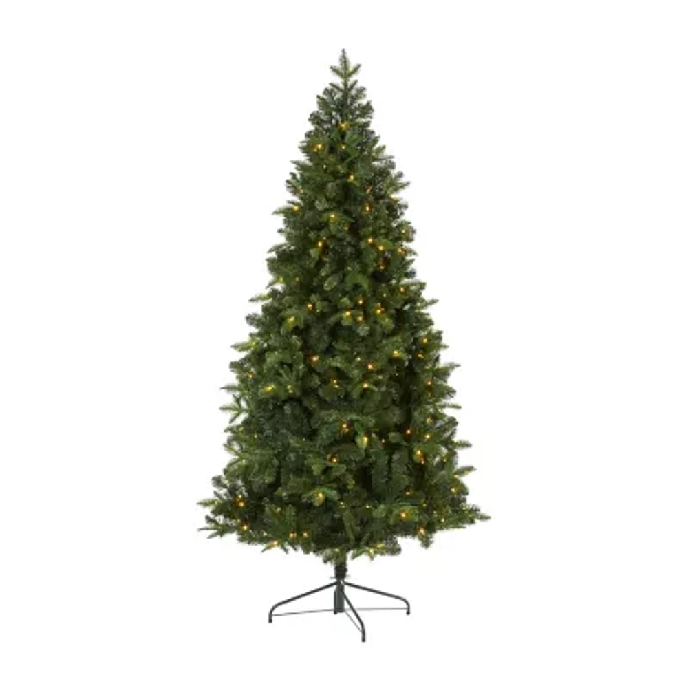 Nearly Natural 7 Foot Grand Teton Flat Back Spruce With 953 Bendable Branches And 220 Clear Led Lights Pre-Lit Christmas Tree