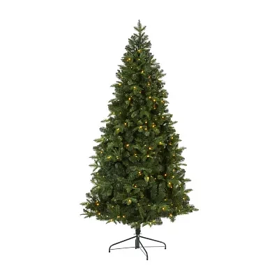 Nearly Natural 7 Foot Grand Teton Flat Back Spruce With 953 Bendable Branches And 220 Clear Led Lights Pre-Lit Christmas Tree