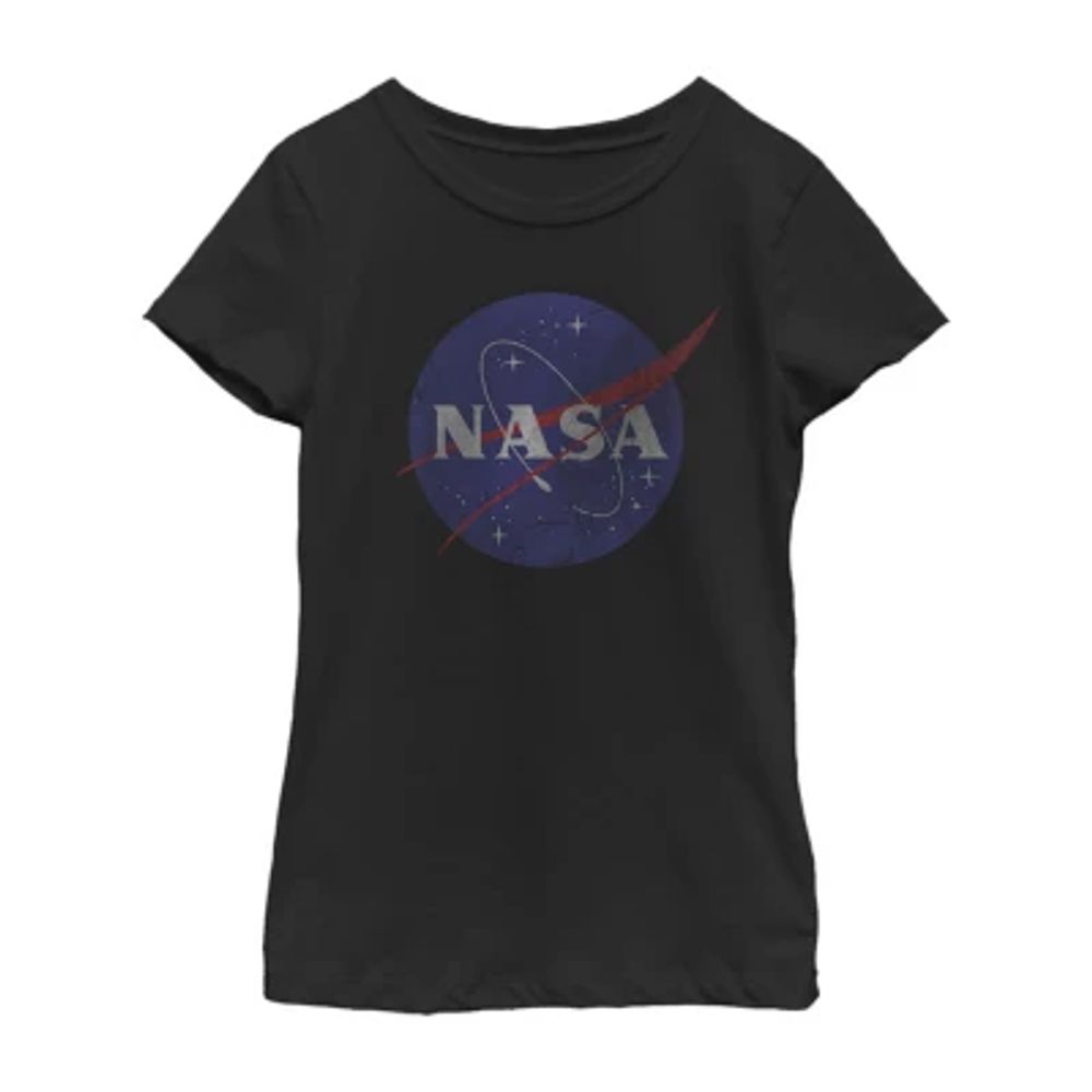 Little & Big Kid Girls Crew Neck Short Sleeve Regular Fit NASA Graphic T-Shirt
