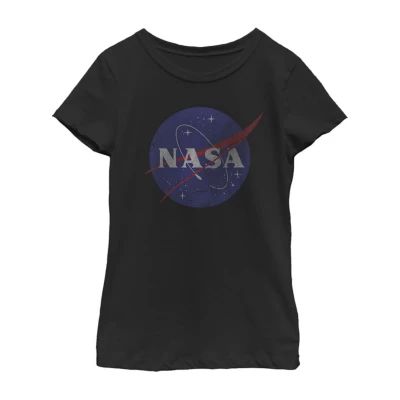 Little & Big Kid Girls Crew Neck Short Sleeve Regular Fit NASA Graphic T-Shirt