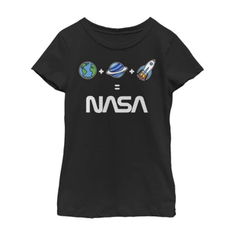 Little & Big Kid Girls Crew Neck Short Sleeve Regular Fit NASA Graphic T-Shirt