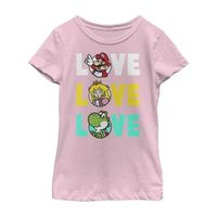 Little & Big Kid Girls Crew Neck Short Sleeve Regular Fit Super Mario Graphic T-Shirt