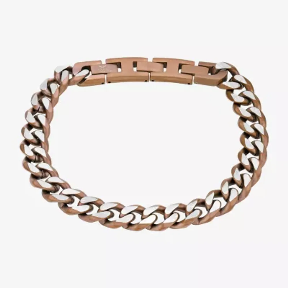 Mens Stainless Steel 9 Inch Solid Curb Chain Bracelet