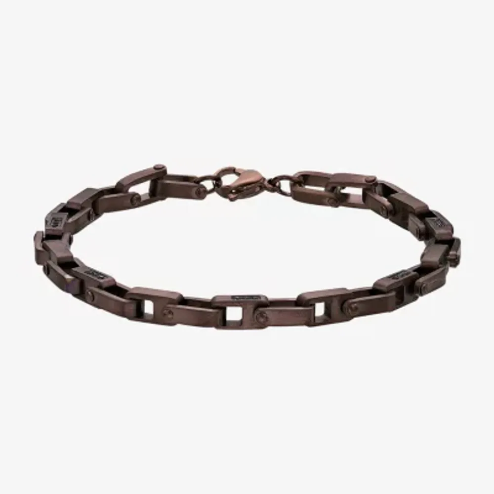 Mens Stainless Steel 8 1/2 Inch Solid Link Chain Bracelet