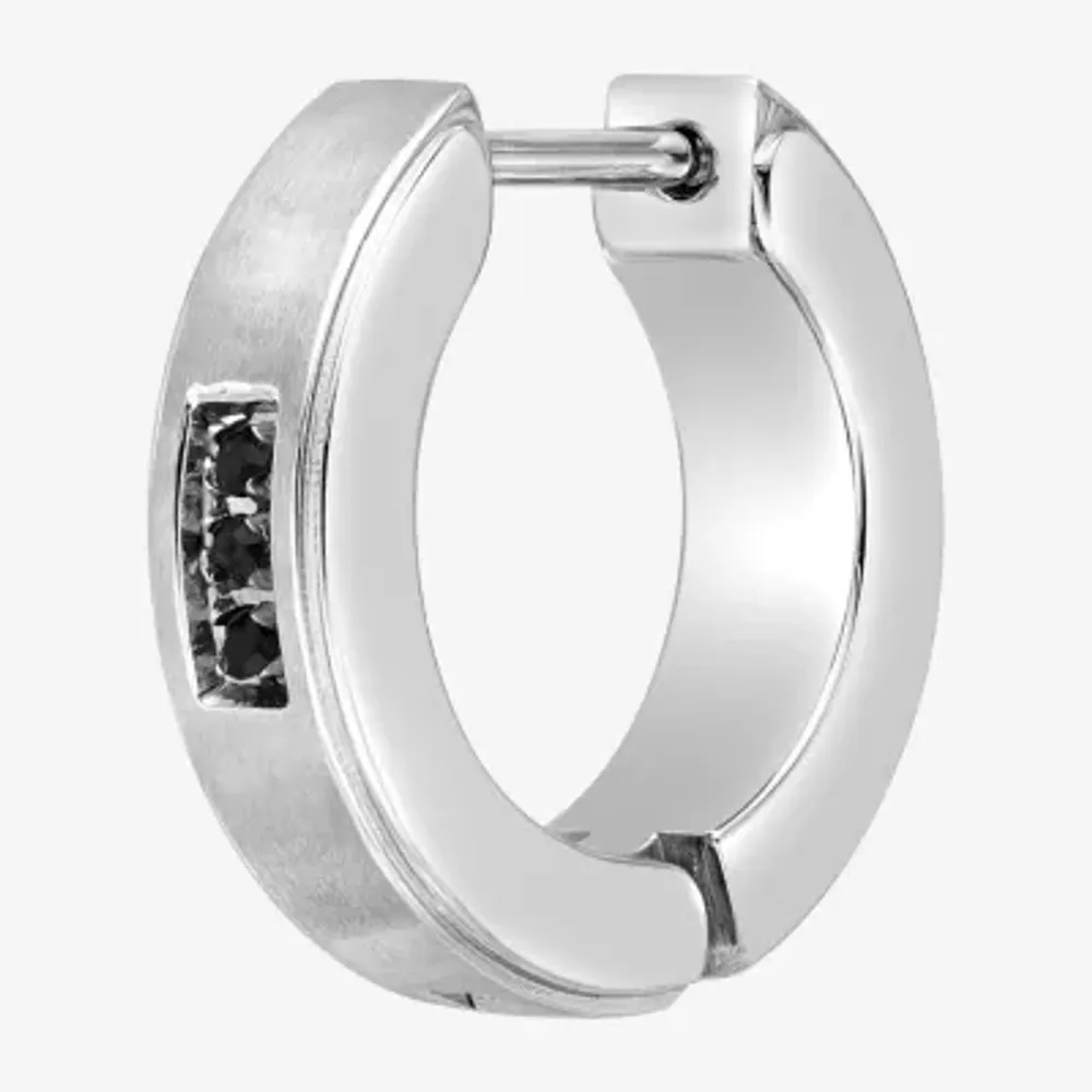 Mens Cubic Zirconia Stainless Steel 14mm Single Earring