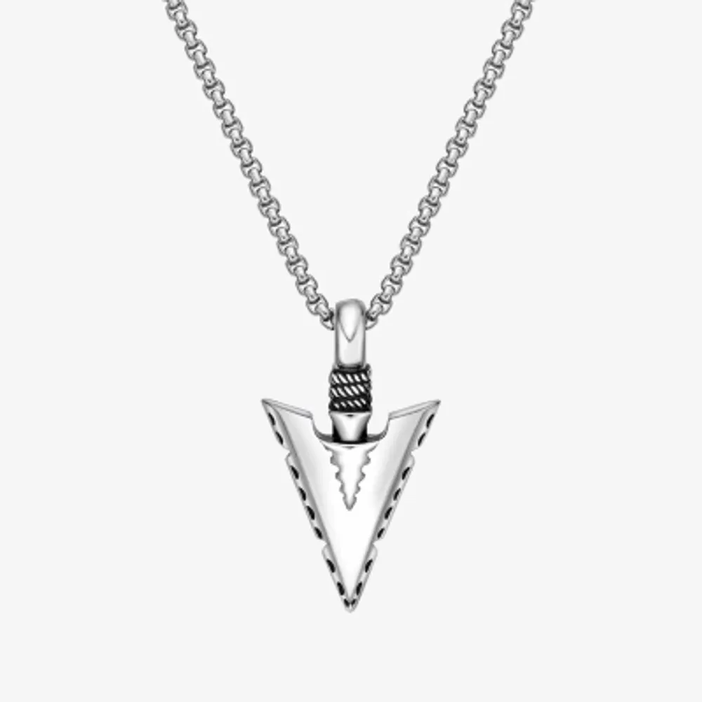 Mens Stainless Steel 24 Inch Pendant Necklace