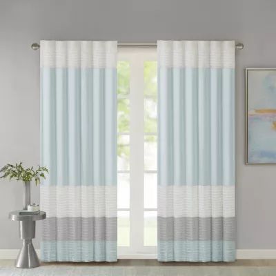 Madison Park Eastridge Polyoni 50"W X 84"L Pintuck-Striped Rod Pocket Back Tab Energy Saving Light-Filtering Single Curtain Panel