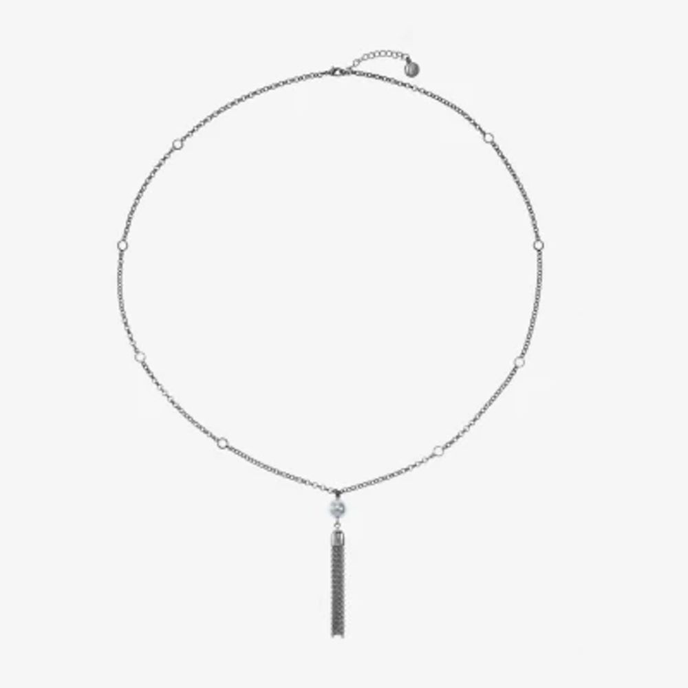 Liz Claiborne Womens White Simulated Pearl 32 Inch Pendant Necklace