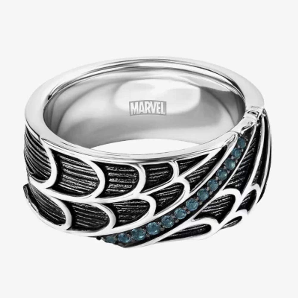 Marvel Fine Jewelry Mens Genuine Blue Topaz Sterling Silver Spiderman Band