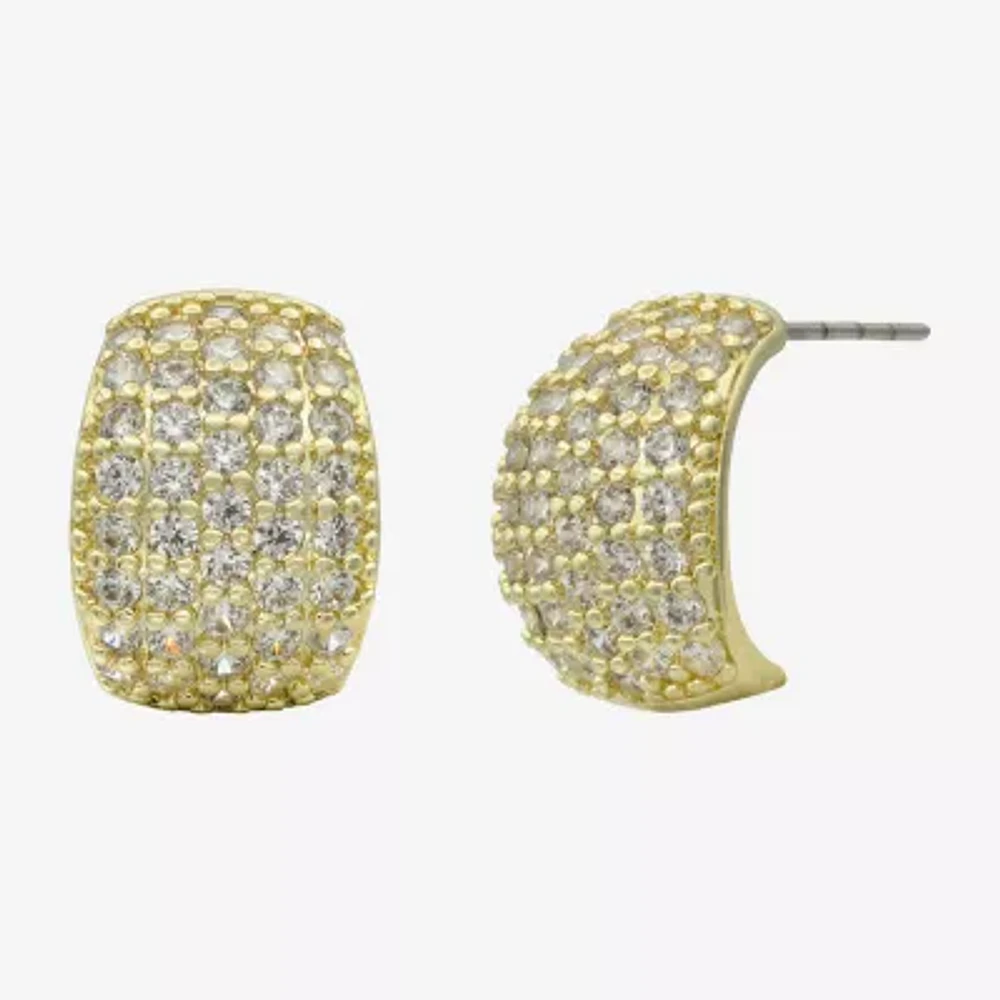 Sparkle Allure Womens Cubic Zirconia 14K Gold Over Brass 11mm Hoop Earrings