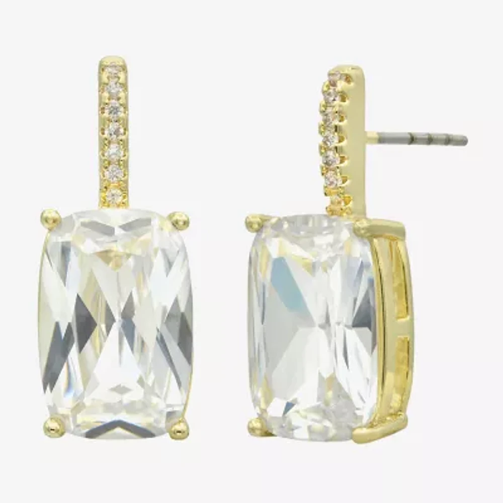 Sparkle Allure Womens Cubic Zirconia 14K Gold Over Brass Drop Earrings