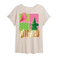 Movie Elphaba And Glinda Tee Womens Crew Neck Short Sleeve Regular Fit Wicked Juniors Graphic T-Shirt