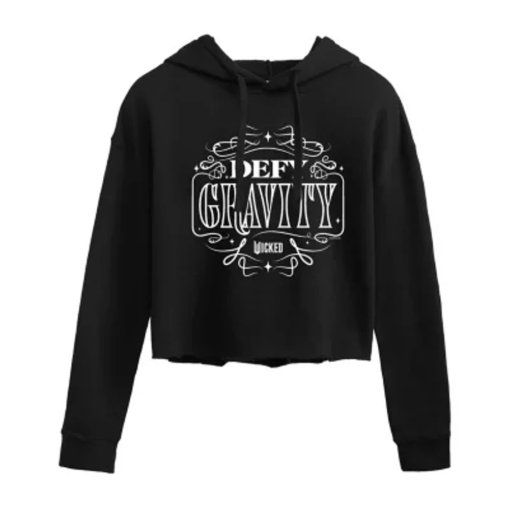 Wicked Movie Defy Gravity Cropped Womens Long Sleeve Juniors Hoodie