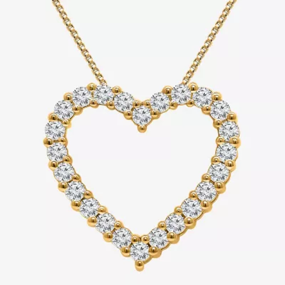I / I1) Womens 1 CT. T.W. Lab Grown White Diamond 10K Gold Heart 18 Inch Pendant Necklace