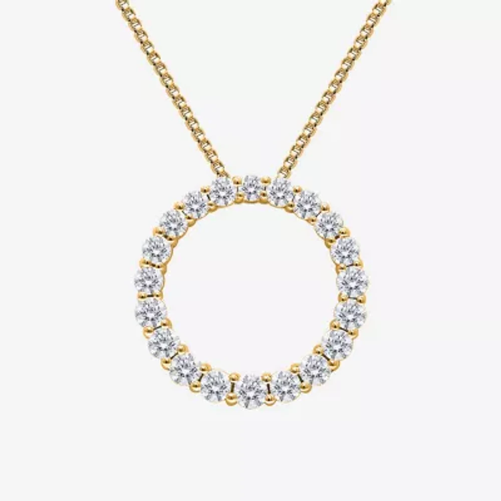 (I / I1) Womens 1 CT. T.W. Lab Grown White Diamond 10K Gold Heart 18 Inch Pendant Necklace