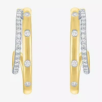 Diamond Addiction (G-H / I1-I2) Womens 1/4 CT. T.W. Lab Grown White Diamond 14K Gold Over Silver 20mm Hoop Earrings