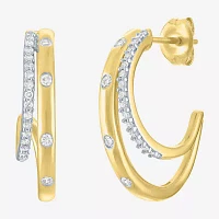 Diamond Addiction (G-H / I1-I2) Womens 1/4 CT. T.W. Lab Grown White Diamond 14K Gold Over Silver 20mm Hoop Earrings