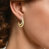 Diamond Addiction (G-H / I1-I2) Womens 1/4 CT. T.W. Lab Grown White Diamond 14K Gold Over Silver 20mm Hoop Earrings