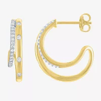 Diamond Addiction (G-H / I1-I2) Womens 1/4 CT. T.W. Lab Grown White Diamond 14K Gold Over Silver 20mm Hoop Earrings