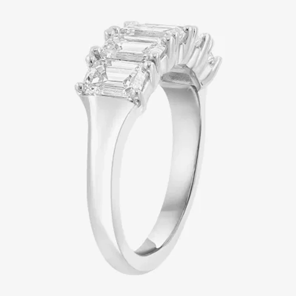 Effy (H / Si1) Womens 3 CT. T.W. Lab Grown White Diamond 14K White Gold Anniversary Band