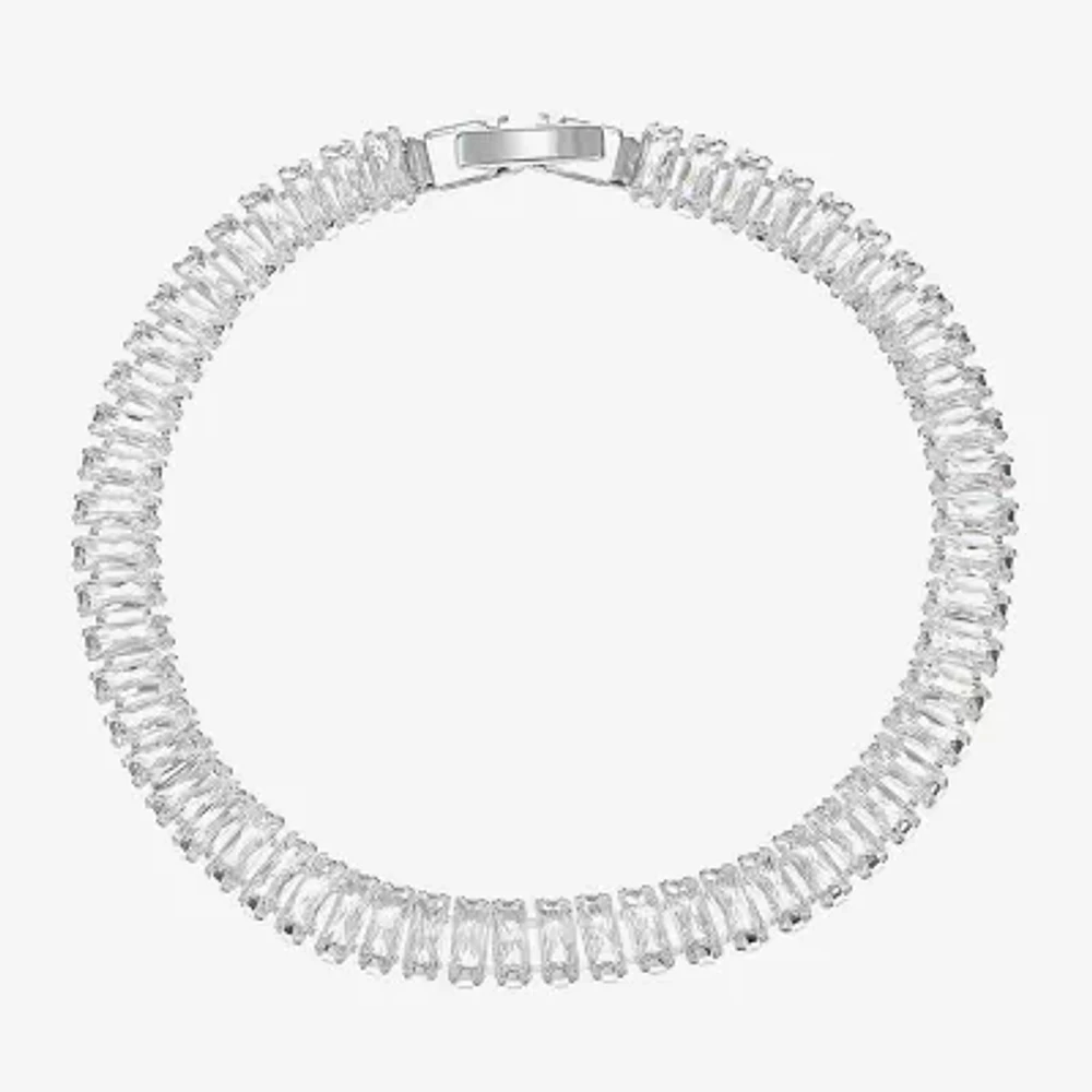 Sparkle Allure Womens Cubic Zirconia Pure Silver Over Brass Rectangular 7.5 Inch Tennis Bracelet