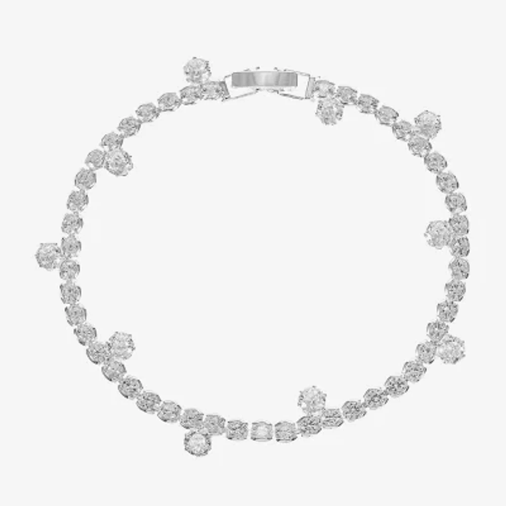 Sparkle Allure Drop Stone Womens Cubic Zirconia Pure Silver Over Brass Round 7.5 Inch Tennis Bracelet