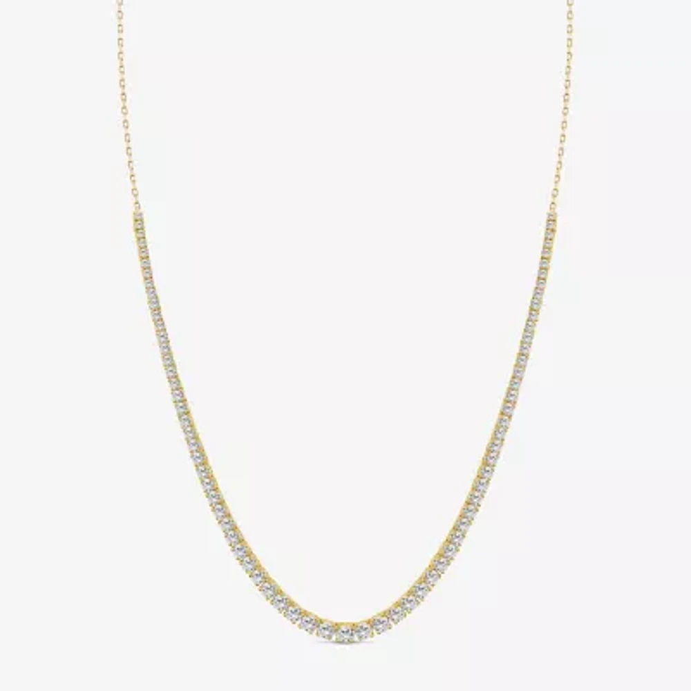 (H / Si2) Womens White Diamond 10K Gold 16 Inch Tennis Necklace