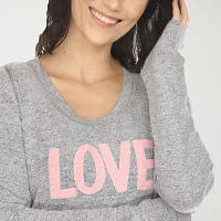 White Mark Womens Round Neck Long Sleeve Nightshirt
