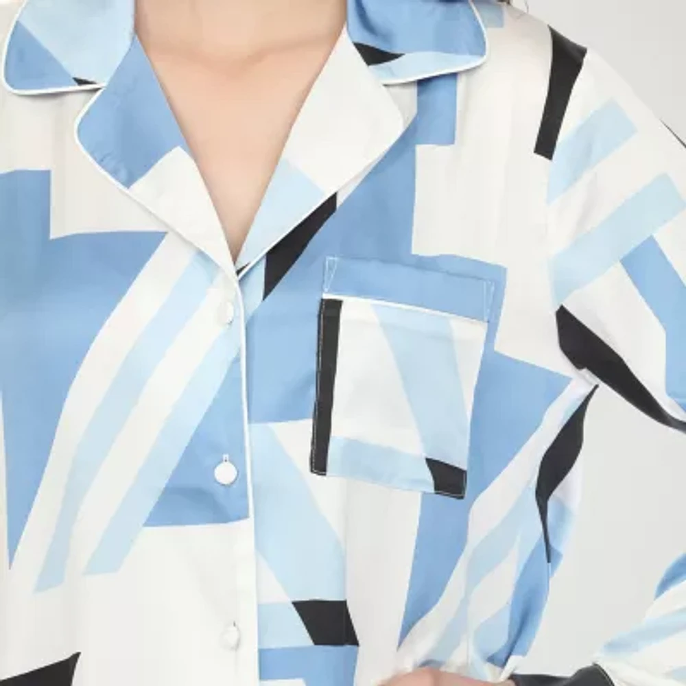 White Mark Womens Satin Long Sleeve 2-pc. Pajama Sets