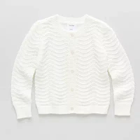 Okie Dokie Toddler & Little Girls Crew Neck Long Sleeve Cardigan